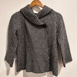 MAX STUDIO Houndstooth Collared Wool‎ Blend Elegant Cardigan Size S